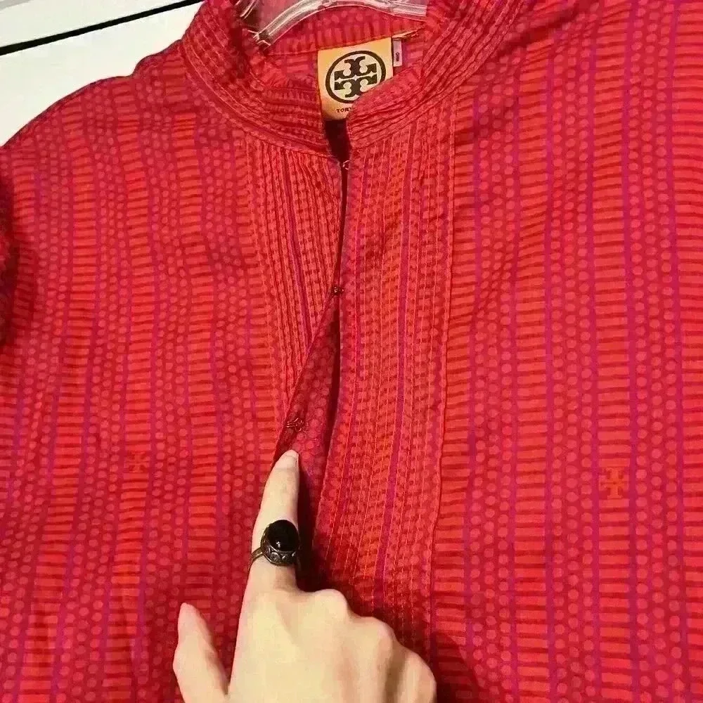 Tory Burch Womens Tunic Dress Tie-Waist Hook Front Cover Up Beach Summer Large